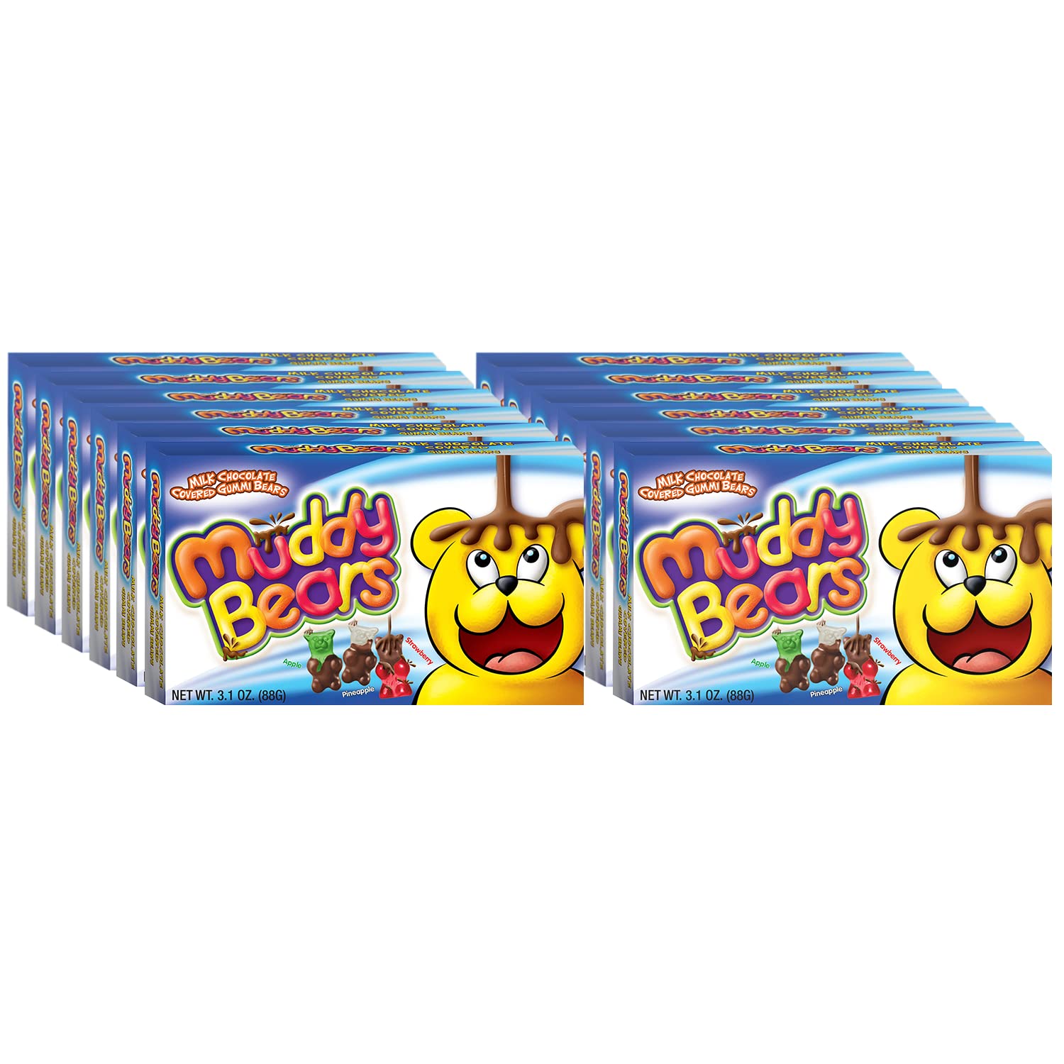 Muddy Bears Chocolate Covered Gummi Bears, 3.1 Ounce (Pack of 12)