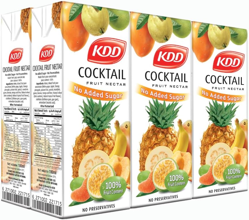 Fruit Cocktail Nectar Juice, No Added Sugar, 100% Natural, 180ml Pack of 6