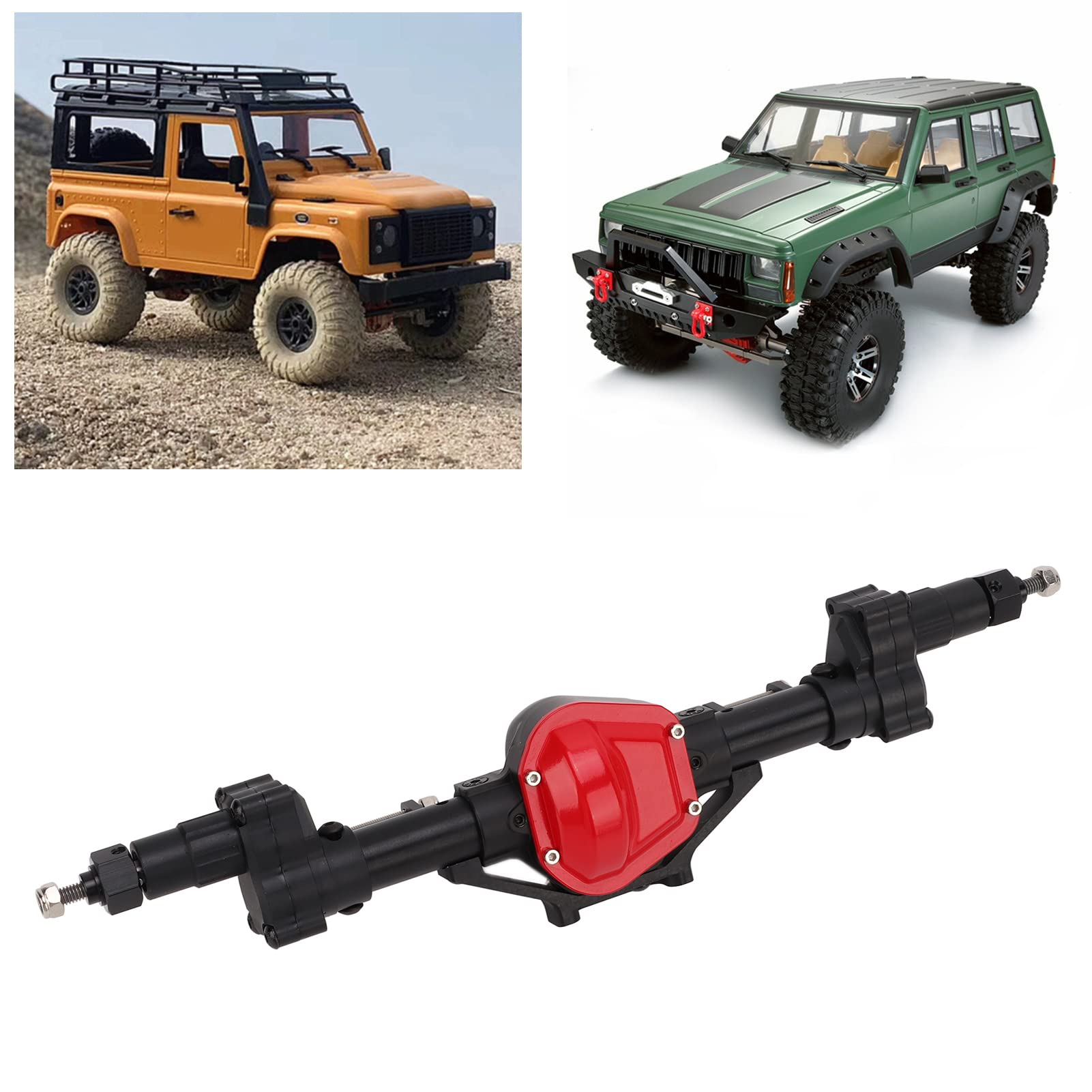 Tylna oś Portalowa RC ze Stopu Aluminium o Wysokiej Wytrzymałości, Stalowa Przekładnia Wewnętrzna i wał Napędowy do Samochodu Gąsienicowego Axial SCX10 1/10 RC, o Zwiększonej Wysokości i