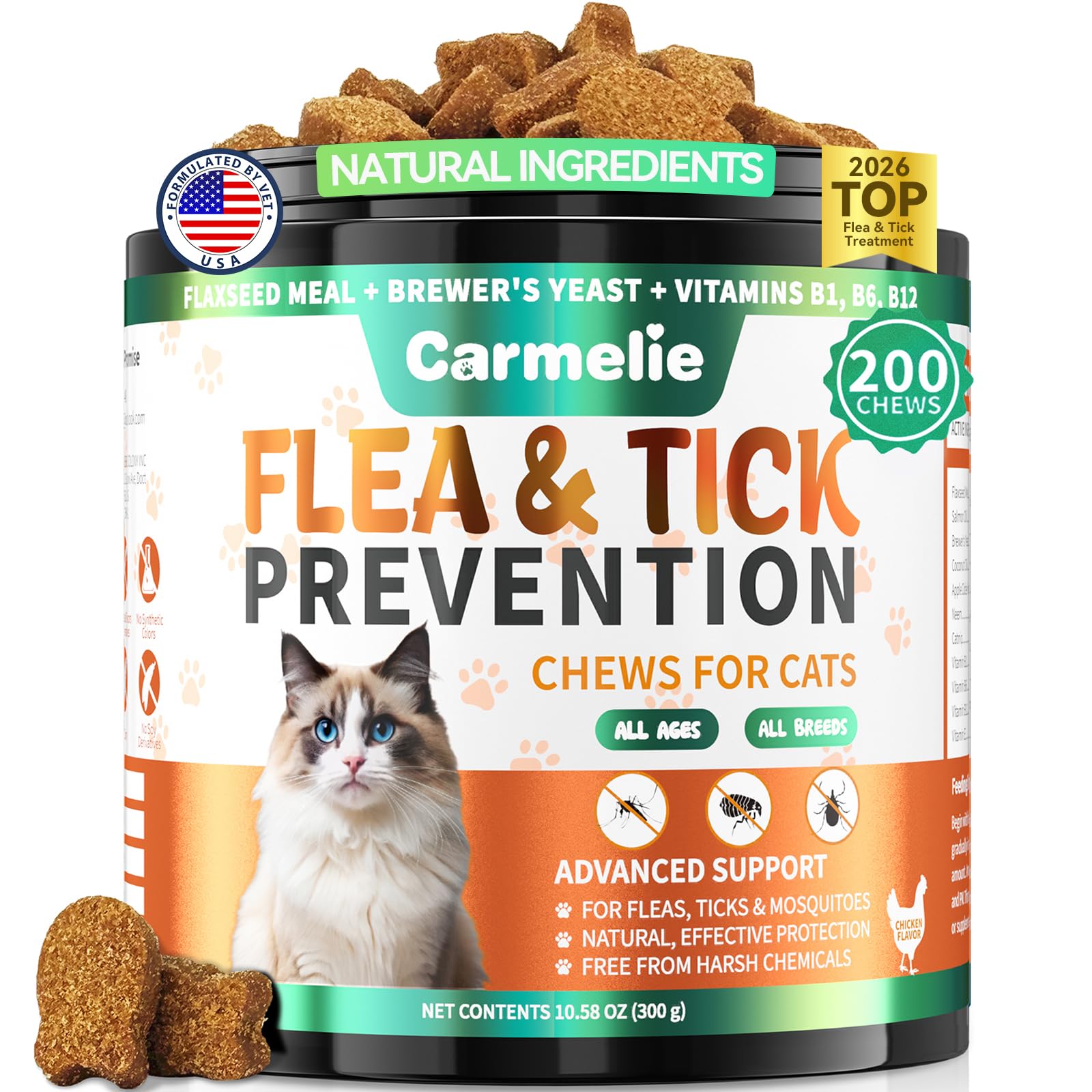Carmelie Flea and Tick Prevention with Omega-3 for Cats