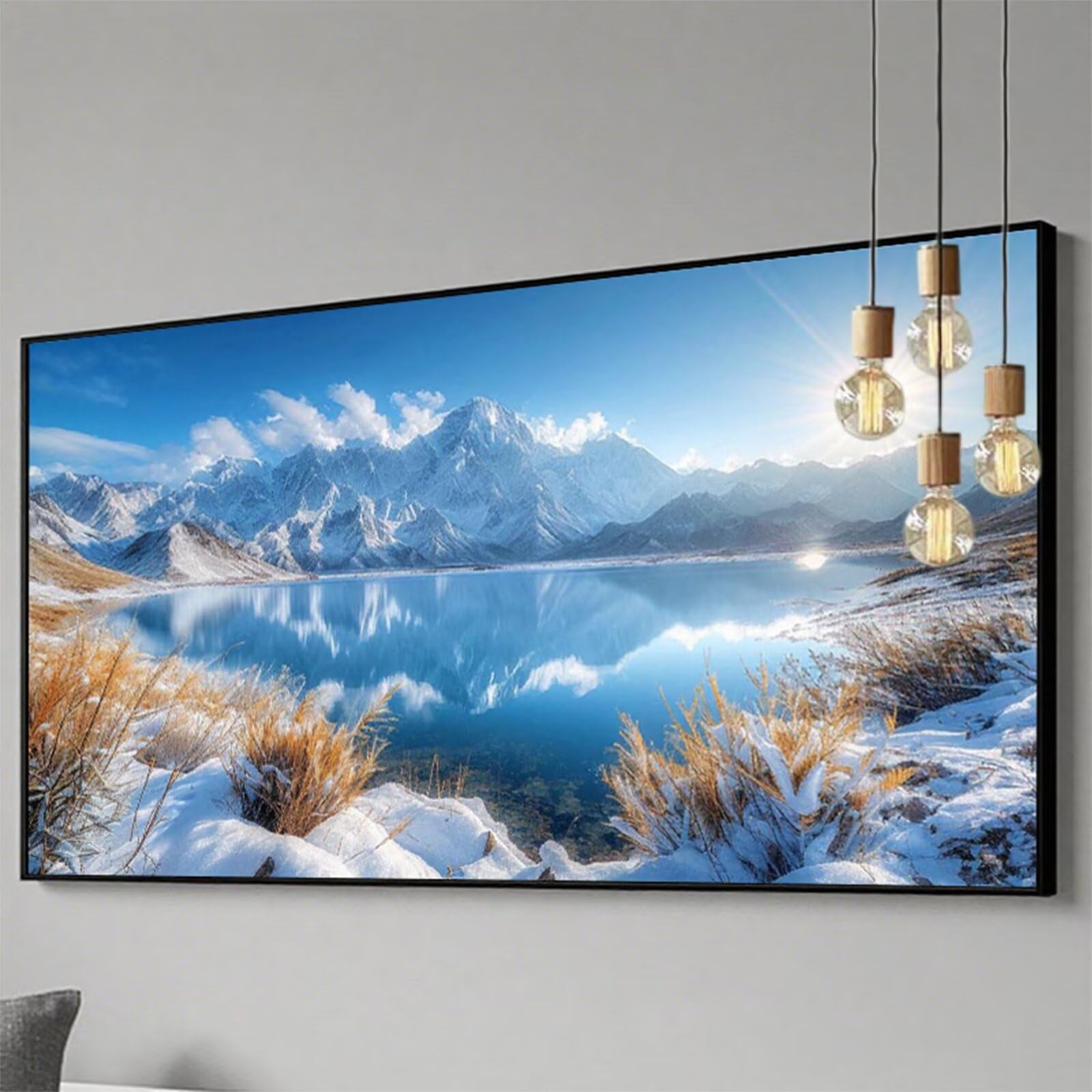 Obraz diamentowy XXL, 70 x 140 cm, obraz diamentowy Snowberg "zrób to sam", malowanie diamentami 5D, zestaw do majsterkowania dla dorosłych, prostokątne kamienie, haft, sztuka rzemiosła, dekoracja