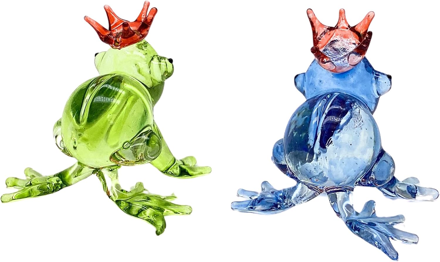 Magic Frog Decoration Blue Red Crown Cute Frog Glass Figurine Ornament Handcrafted Decorative Home Garden