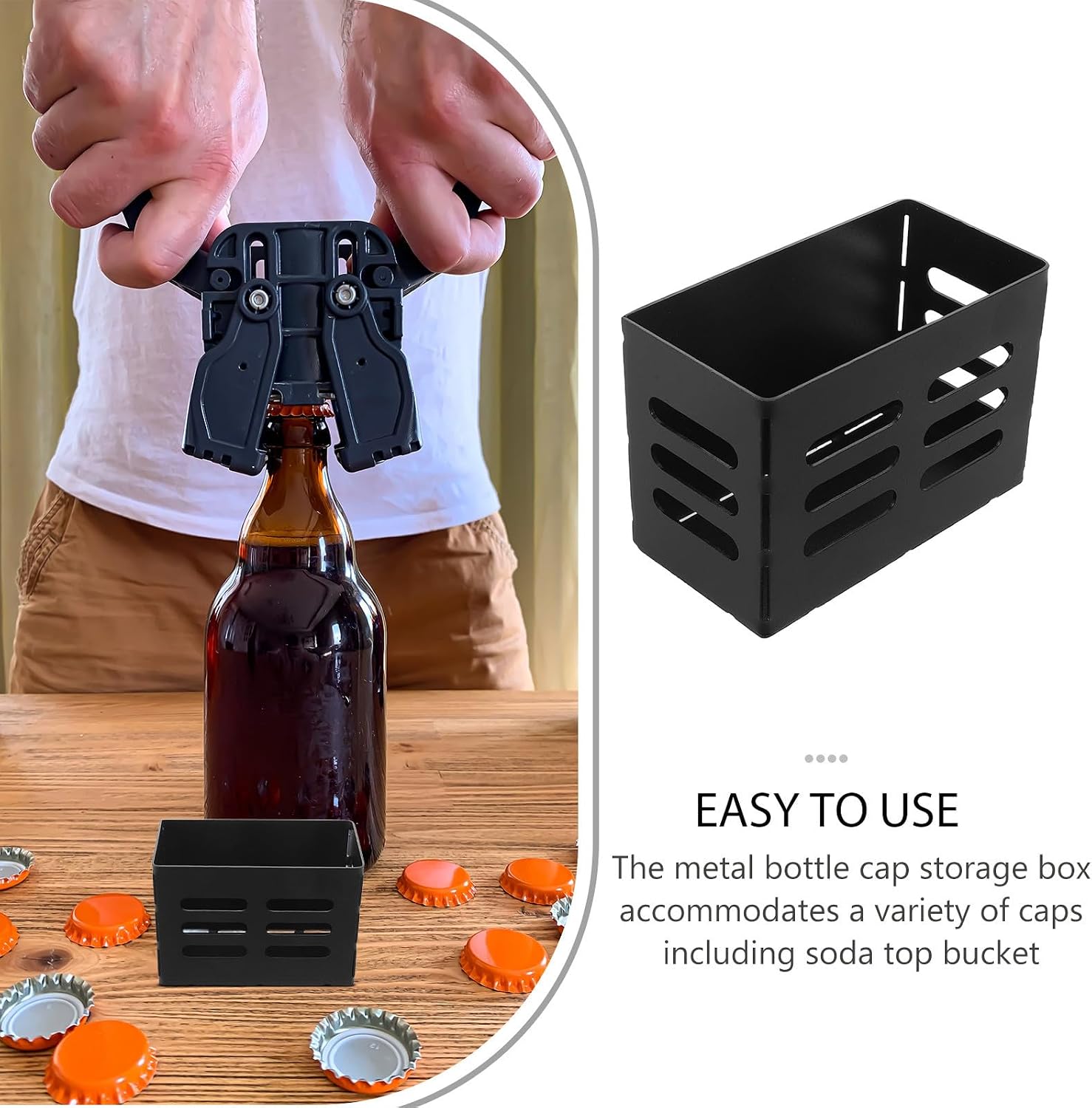 Ciieeo Iron Bottle Cap Storage Box for Beer and Soda Caps with Table Mount Option for Pub Decor and Man Cave Sturdy Rustic Brewery Accessory