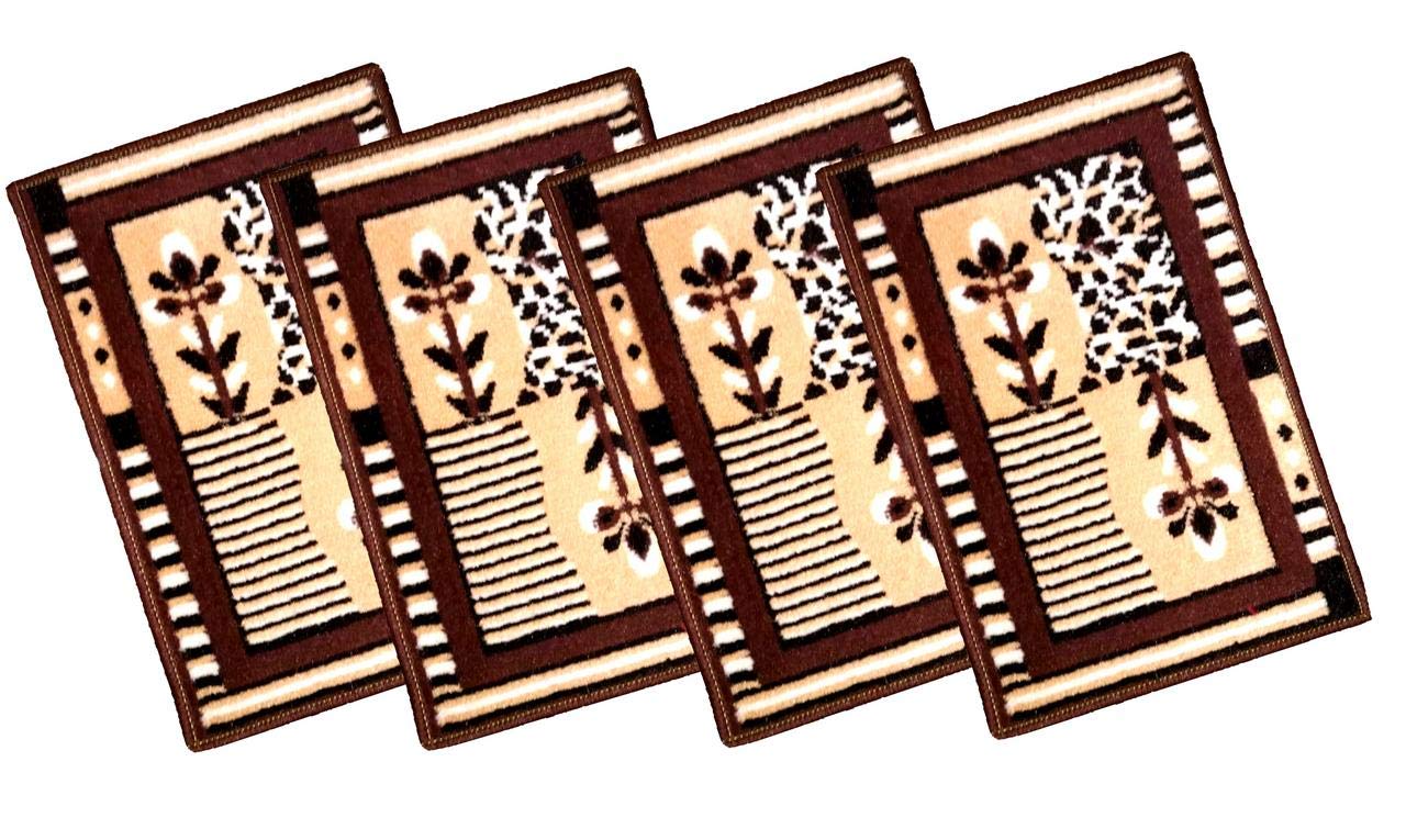 Door mats for Home II Washable II 16X24 Inch II Brown Color II 4 pc Set by Global Home