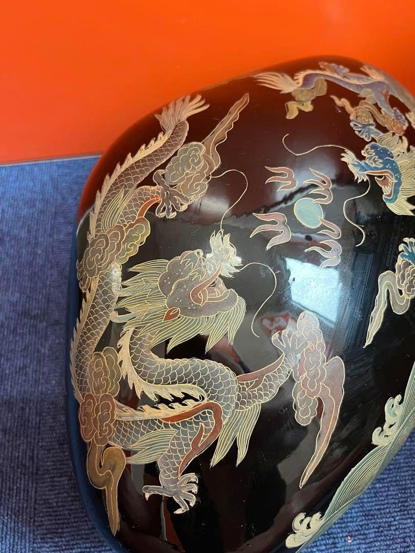 懐石道具 塗師 岡本陽斎作 木製黒真塗 金彩蒔絵 煮物椀 5客揃 共箱