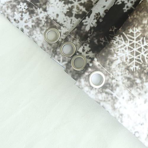 Miniatura 5 de Cortina de ducha de invierno con muñeco de nieve para baño, árbol de pino de Navidad, copo de nieve en tablero de madera rústica, cortinas de ducha