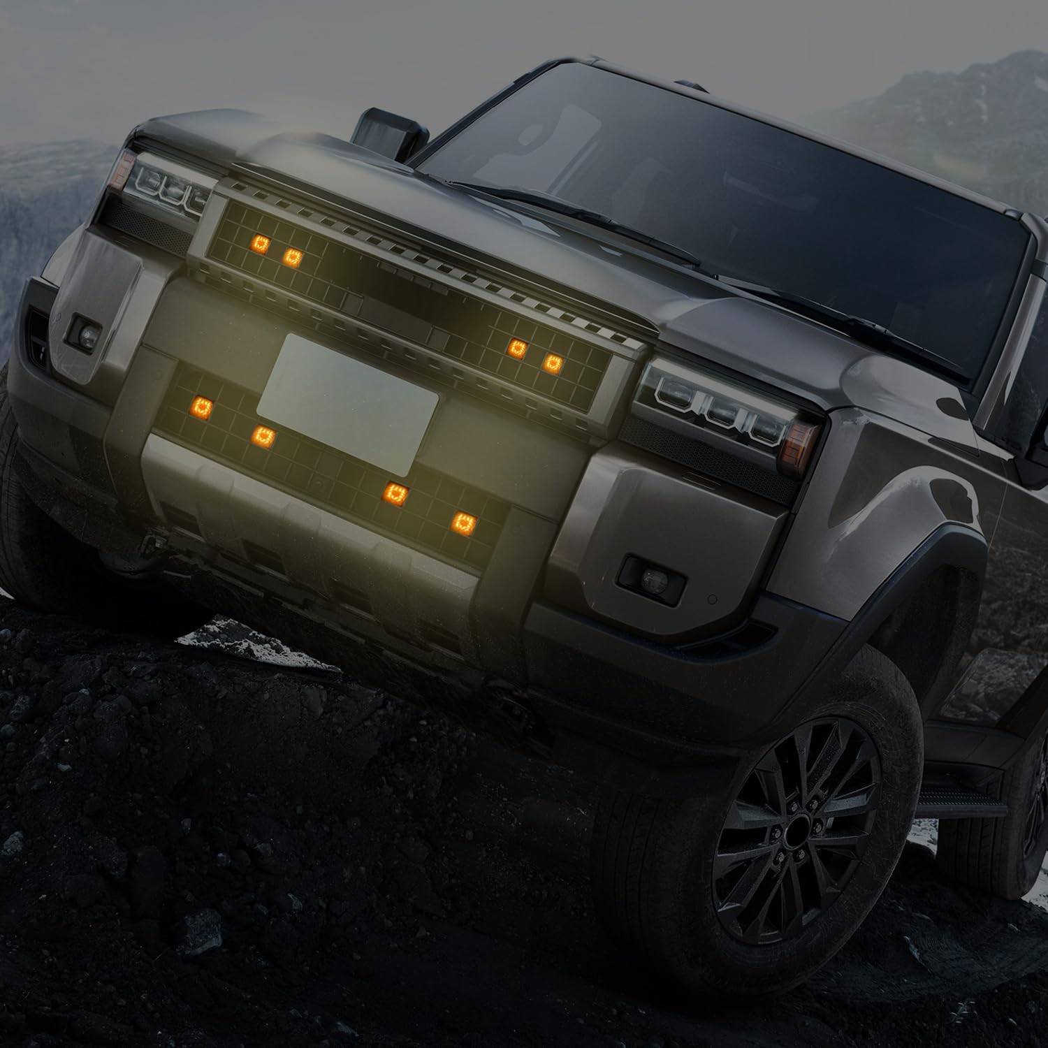 for Toyota Land Cruiser Prado J250 LC250 2024-2025 Front Grille LED Light Amber Light 8pcs Car Accessories (Upper+Lower)