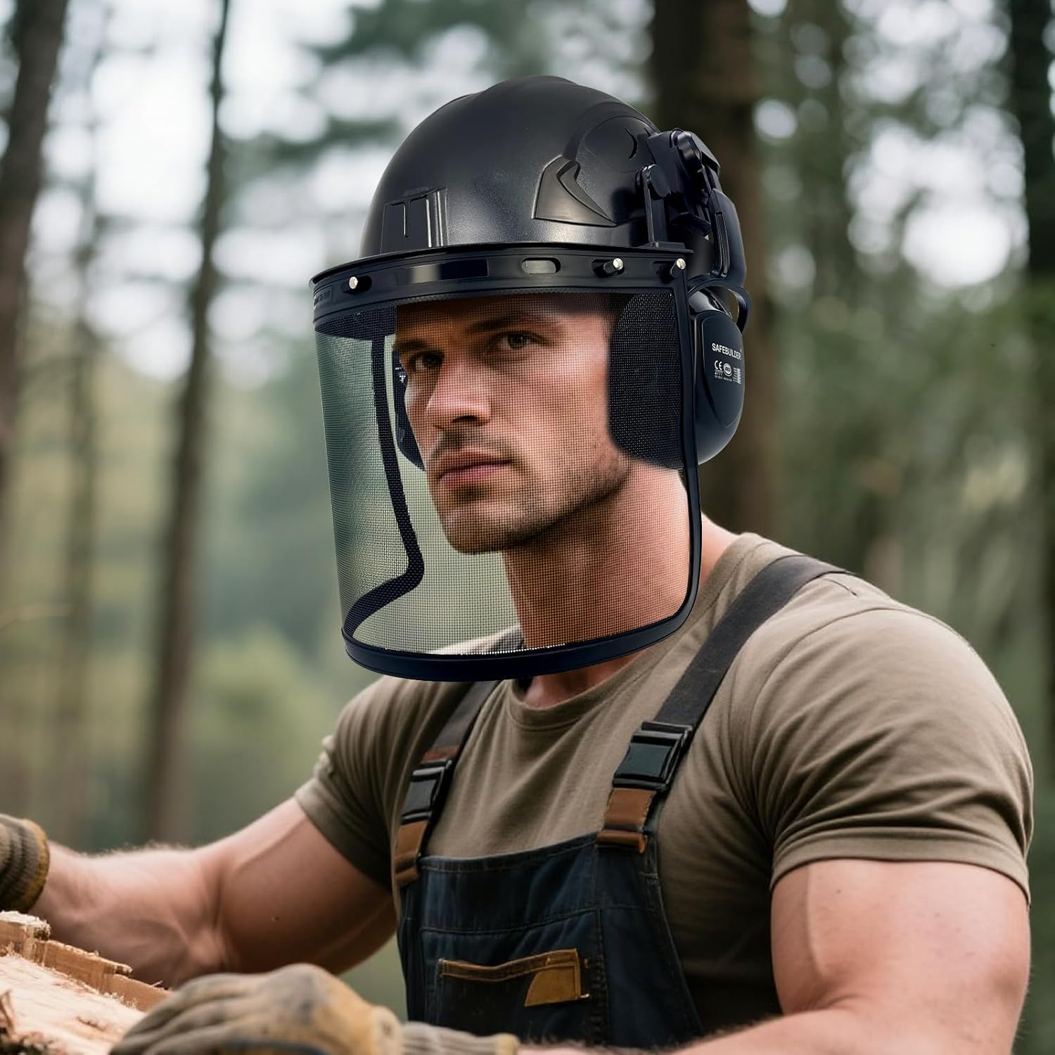 SAFEBUILDER Forestry Hard Hats Type 2 Safety Helmet Chainsaw Work Head Protection Foam Liner Vented Outdoor Industrial ANSI Approved