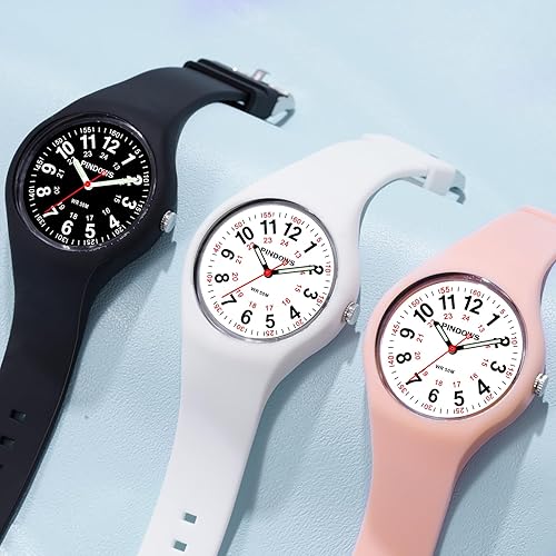 Miniatura 5 de PINDOWS Women Analog Quartz Wrist Watch with Silicone Strap for Young Women Students Easy Read Waterproof Unisex Luminous Dial