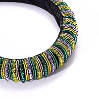 Vista 4 de Diadema con cuentas de Mardi Gras, diadema acolchada con cuentas de cristal, disfraz de Mardi Gras, accesorio para el cabello (cuentas de cristal A)