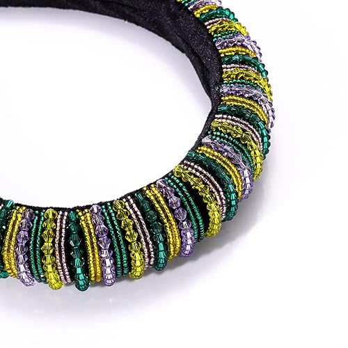 Miniatura 4 de vokone Diadema de Mardi Gras con cuentas de cristal bisewelled con diadema acolchada para disfraz de Mardi Gras accesorio para el cabello