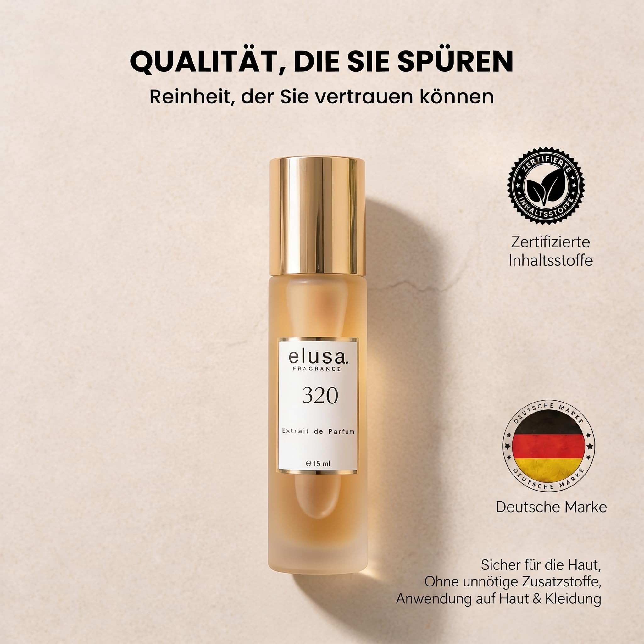 Elusa Fragrance 320 Extrait de Parfum 15ml – Unisex Parfum Damen Herren – Süßer Kirsch Duft mit Mandel & Tonkabohne – Fruchtig, Gourmand & Langanhaltend