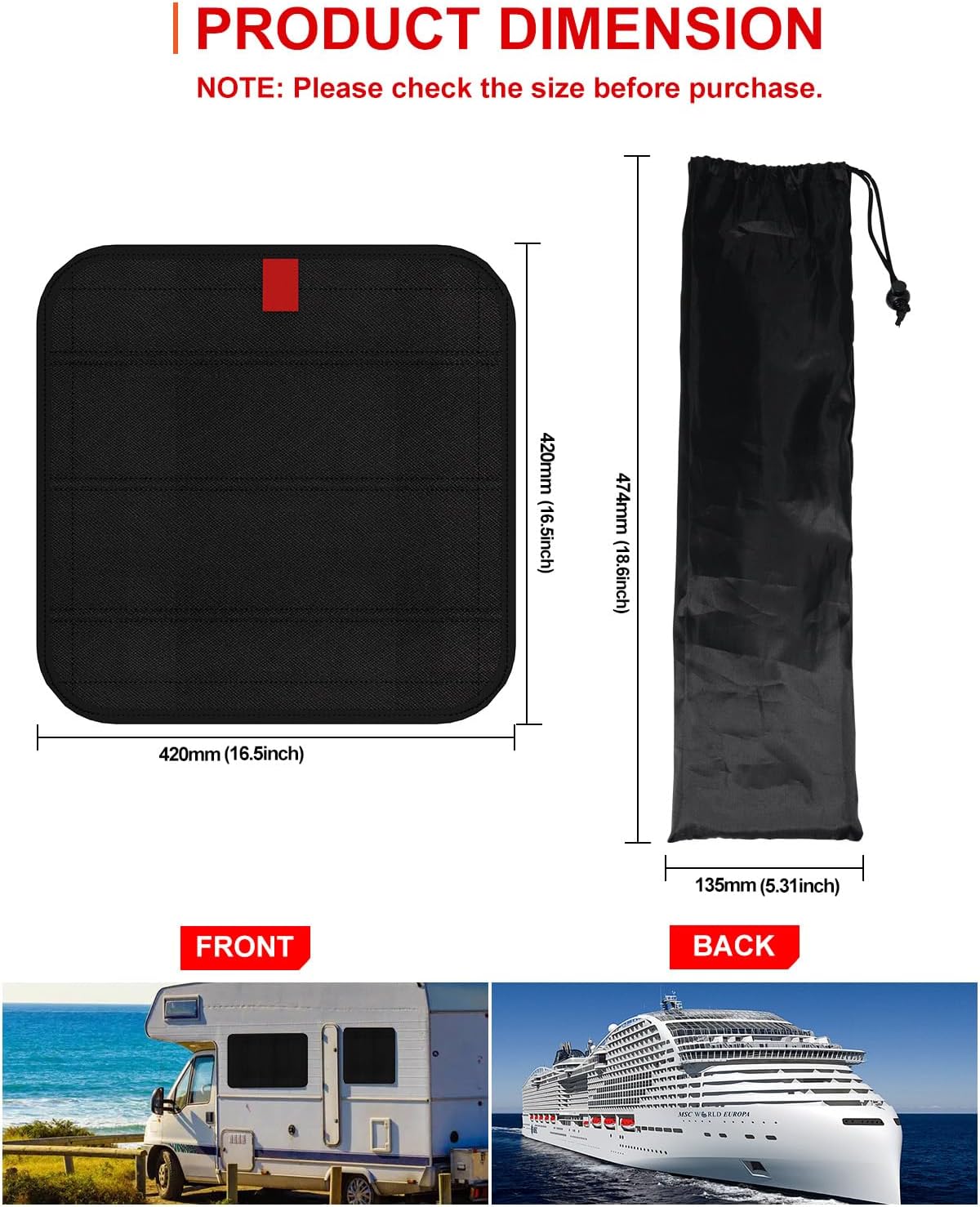 RV Window coverings, Blackout Foldable Skylight Cover, 16"*16" Magnetic rv Skylight Shade Vent Covers for Camper Accessories, Cool Insulation, lippert Thin Shade for rv Door Window