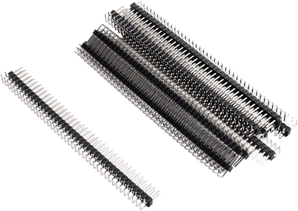 Sourcingmap 10Pcs 2.54mm Pitch 40-Pins Double Row Right Angle Connector Pin Header Strip for Prototype Shield
