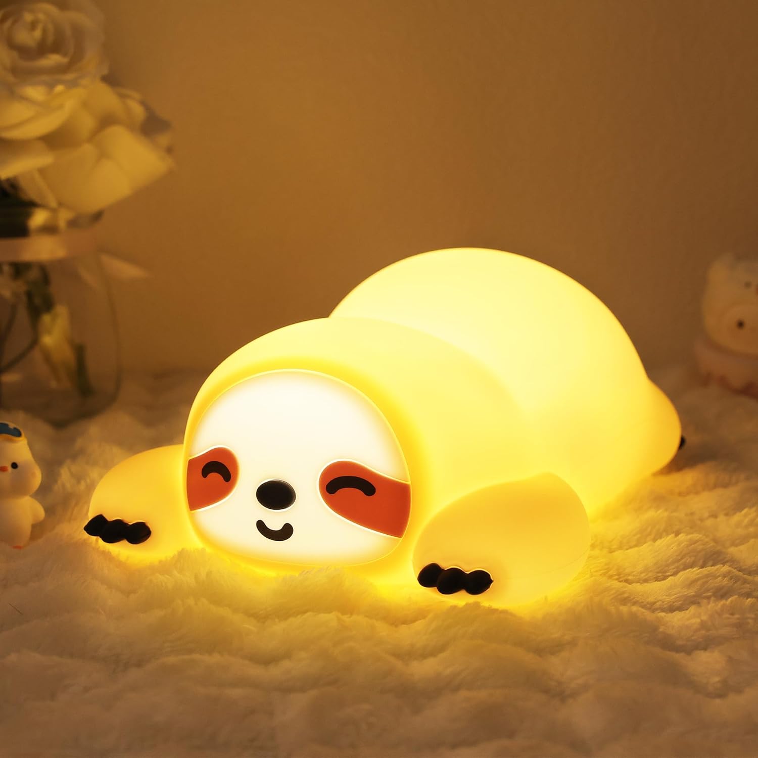 CoolGift Mart Sloth Gifts Cute Animal Silicone Night Light with USB Rechargeable Touch Control Timer Suitable for Breastfeeding