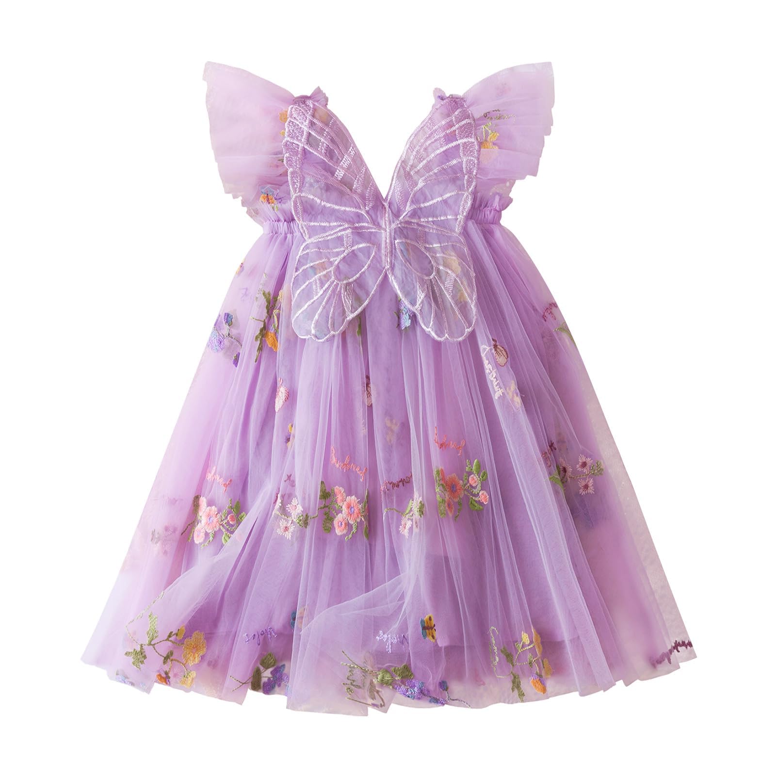 DivingBirds Baby Mädchen Kleid Kleinkind Schmetterling Tüll Kleid Ärmelloses Sommer Hochzeit Geburtstag Festliche Party Blumen Kleider für Mädchen 6 Monate-5 Jahre