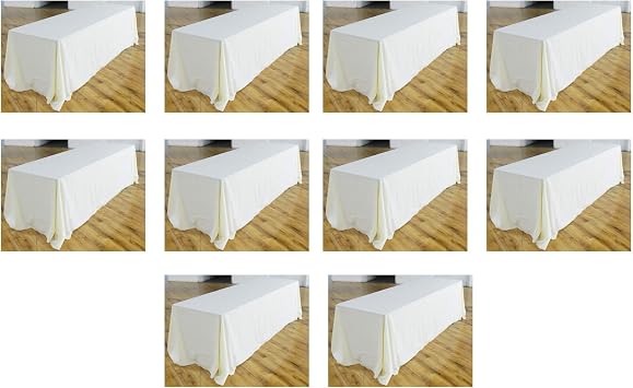 EventStable 90x156in Rectangle Polyester Tablecloth, Ivory, 10-Pack