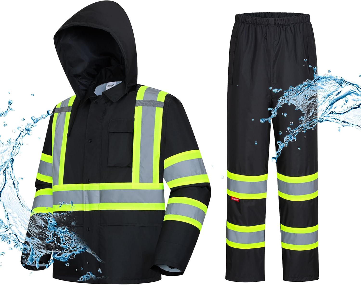 ProtectX High Visibility Waterproof Rain Gear for Men and Women, Hi Vis Reflective Safety Rain Jacket and Pant Suits Workwear