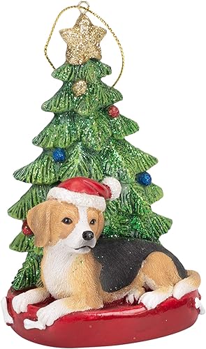 Miniatura 3 de Beagle - Adorno navideño de resina para perro de Papá Noel de 4 pulgadas