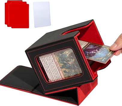 MTG Komutan Ekran Pencereli Kart G verte Kutusu, Ticaret Kart  G verte K l f  100  ift Kollu Kart Tutar, TCG i in 2 B l c  ve 1  stten Y kleyici ile PU Deri Kart Saklama Kutusu Siyah ve