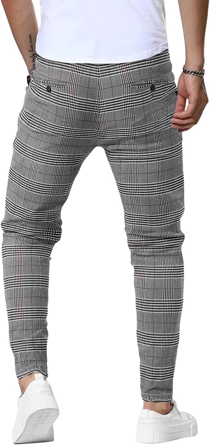 Woenzaia Men's Slim Fit Dress Pants Casual Stretchy Twill Chinos Tapered Skinny Slacks - Image 5