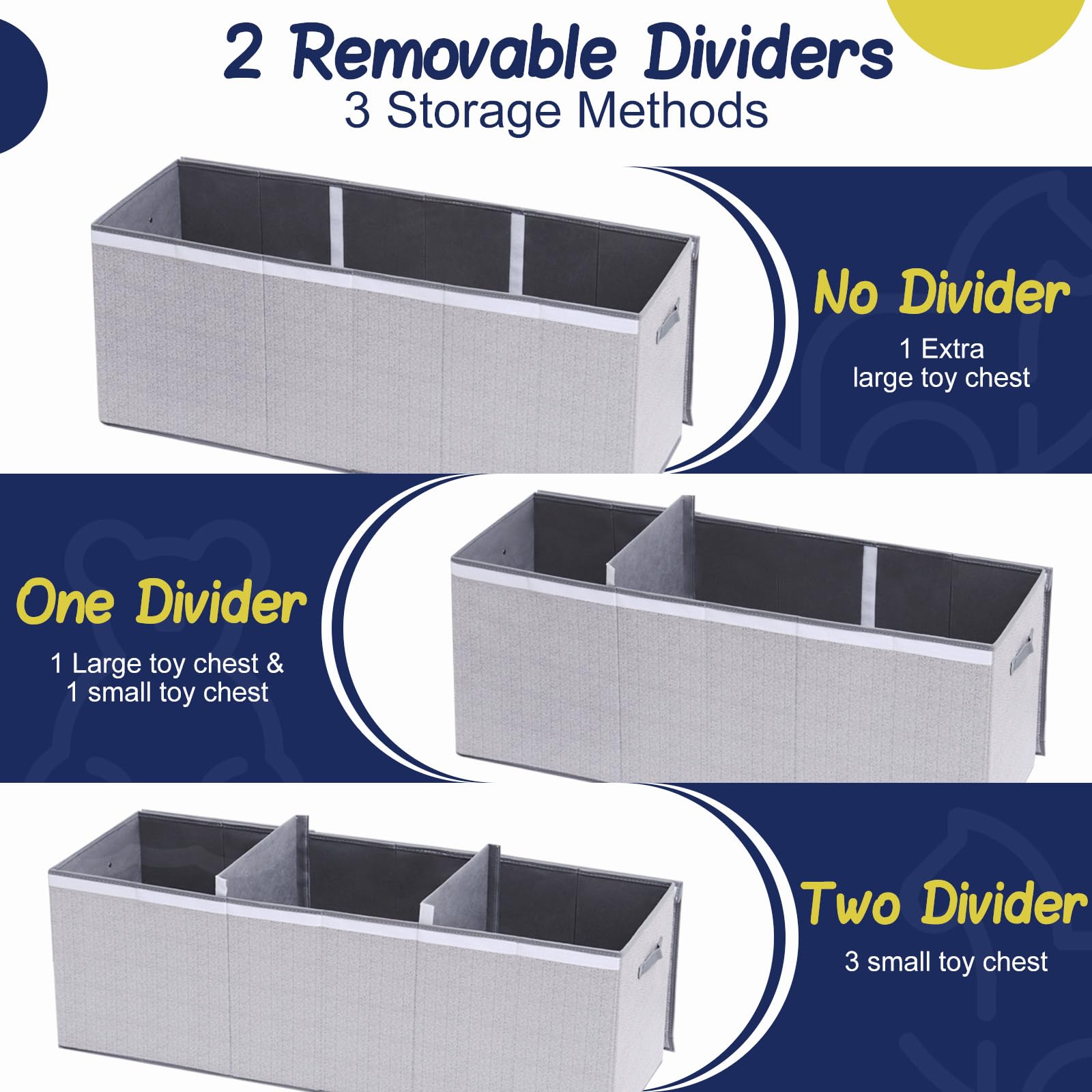 ELUCHANG Aufbewahrungsbox mit Deckel Kinder, 147L Große Faltbare Truhen & Kisten für Kinder, Spielzeugkiste Aufbewahrungsbox für Kinderzimmer,Schlafzimmer, Grau