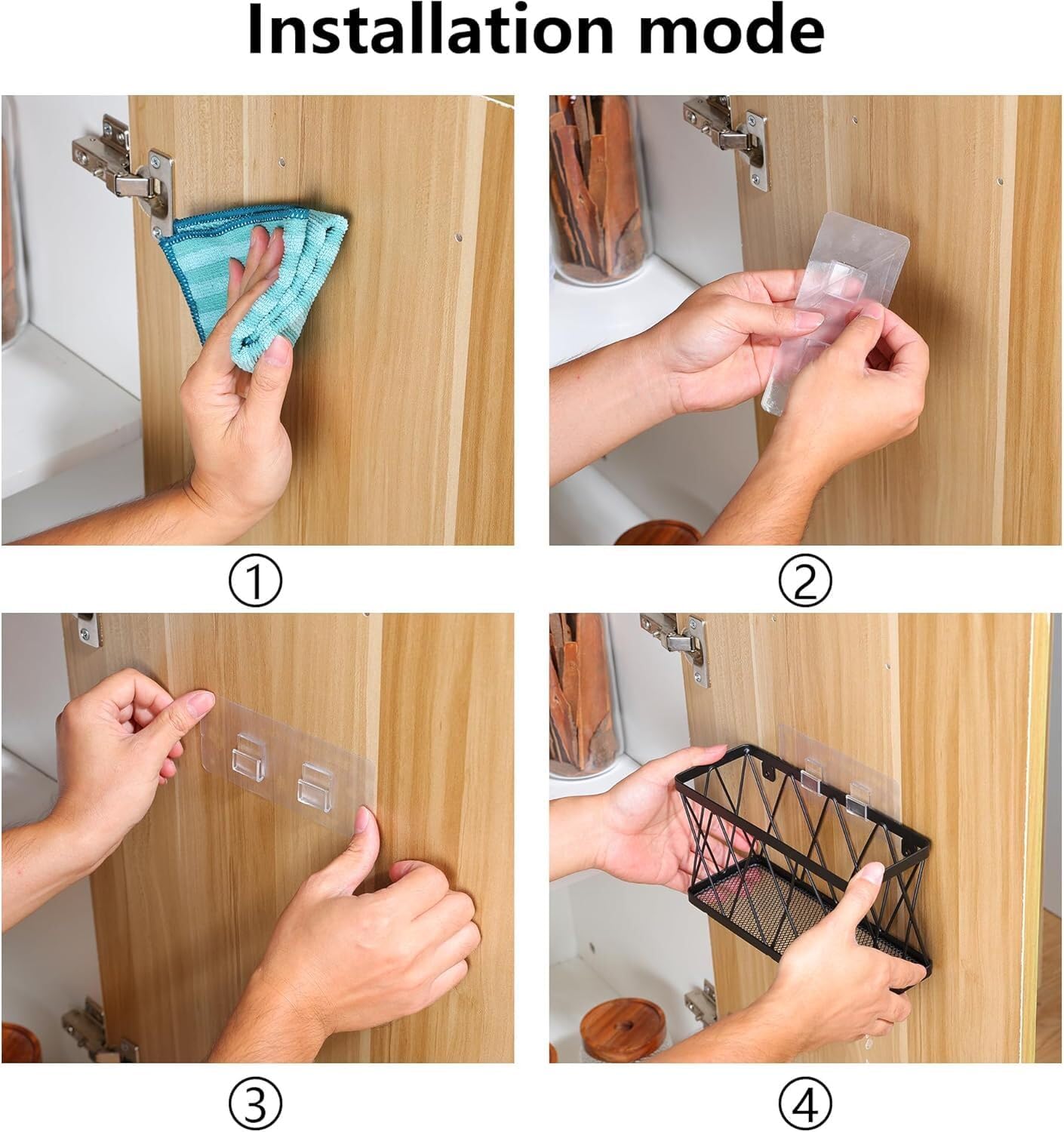 6-Piece Cabinet Door Organizer with Wall Mounted Lid for Kitchen