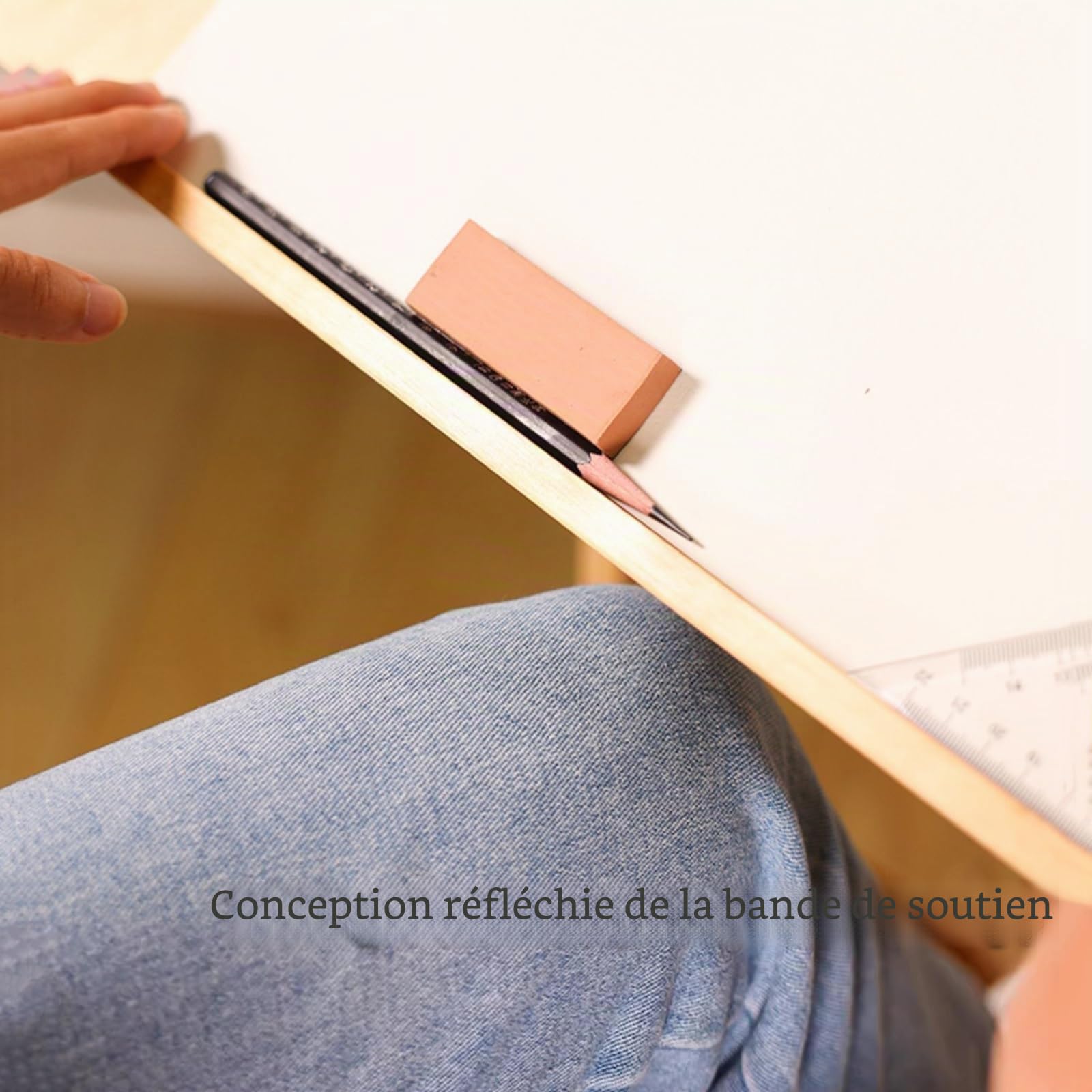 Table à Dessin en Bois Massif, Bureau d'artiste, Table d'architecte, Design Naturel, Hauteur et Angle réglables, pour la Conception Graphique, la Lecture, l'étude