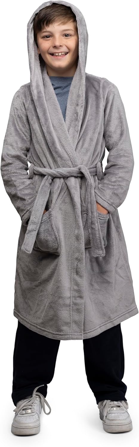 Lands' End Kids Super Soft Hooded Fleece Robe (Sizes 6-12)