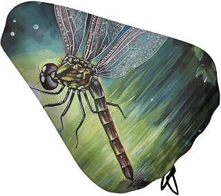 Dragonfly Painting Waterproof Bike Seat Cover with Drawstring | Easy To Install Bicycle Seat Rain Cover Washable Oxford Bike Saddle Cover Waterproof Dustproof Cycle Seat Cover for Women Men