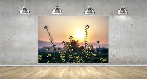 Miniatura 2 de Sunset Behind Flowers - Papel tapiz extraíble, decoración de pared, diseño personalizado, mural de pared (144 x 96 pulgadas)