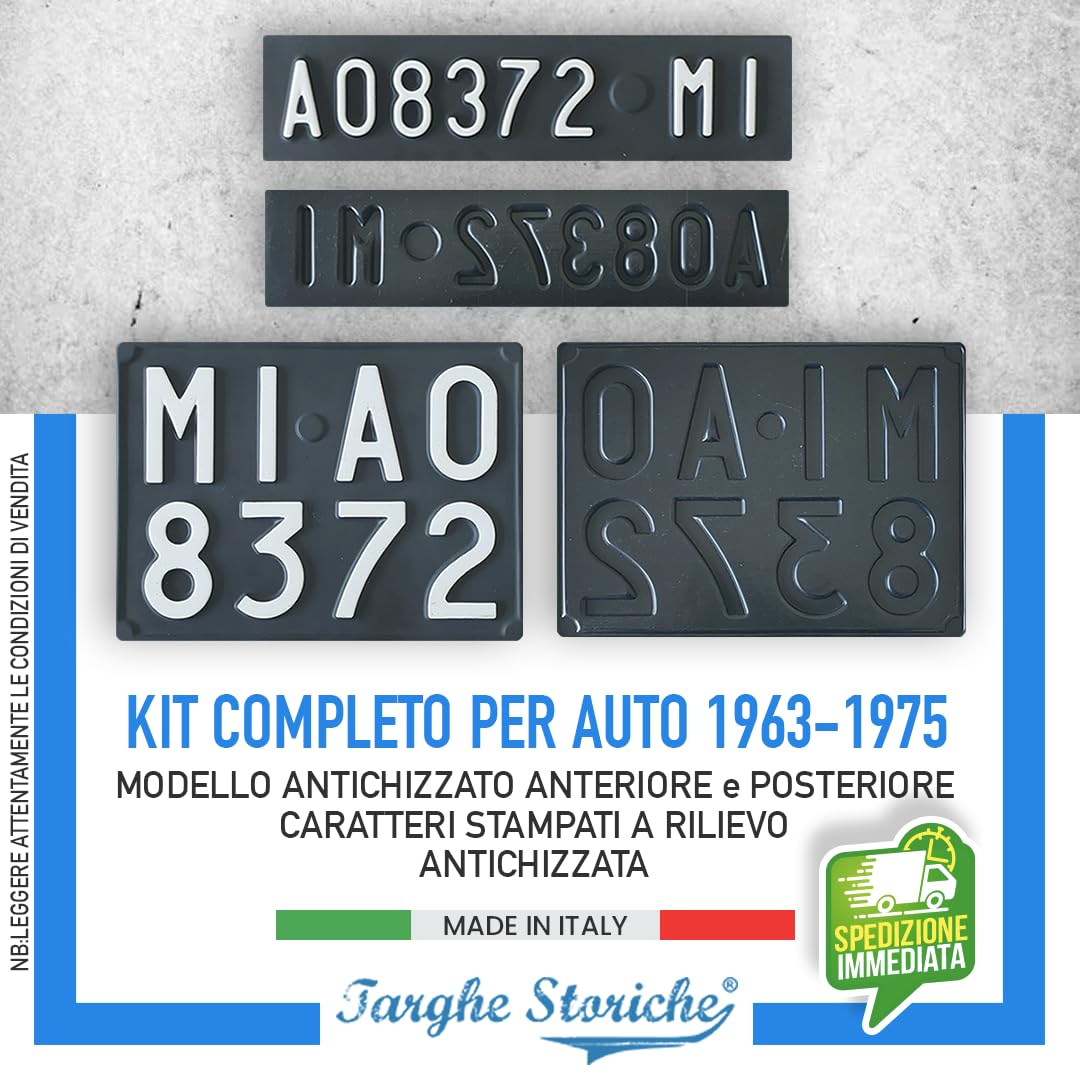 Targhe Auto in Plastica Antichizzata 1963-1975