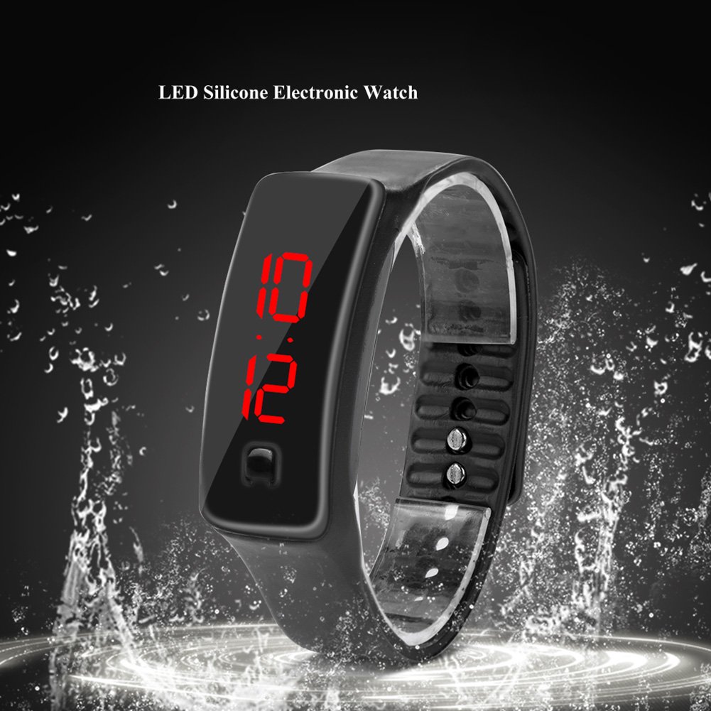 Ejoyous Inteligentny zegarek, elektroniczny wyświetlacz LED, sportowy zegarek cyfrowy z silikonowym paskiem dla mężczyzn i kobiet, smartwatch z 12-godzinną tarczą do aktywności na świeżym powietrzu i wewnątrz, biegania, wspinaczki, wędkowania