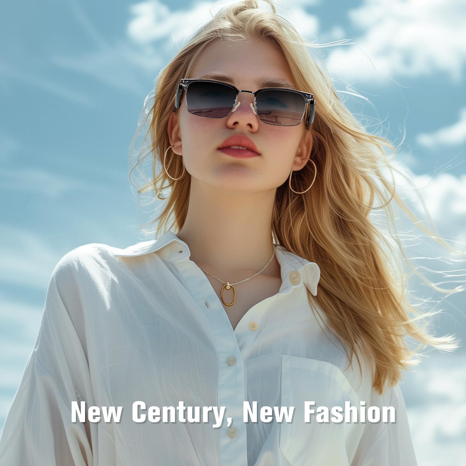 Gafas inteligentes, lentes Bluetooth con bloqueo de luz azul con altavoz abierto, lente de gafas de sol fotocromáticas, asistente de voz compatible con Android iPhone