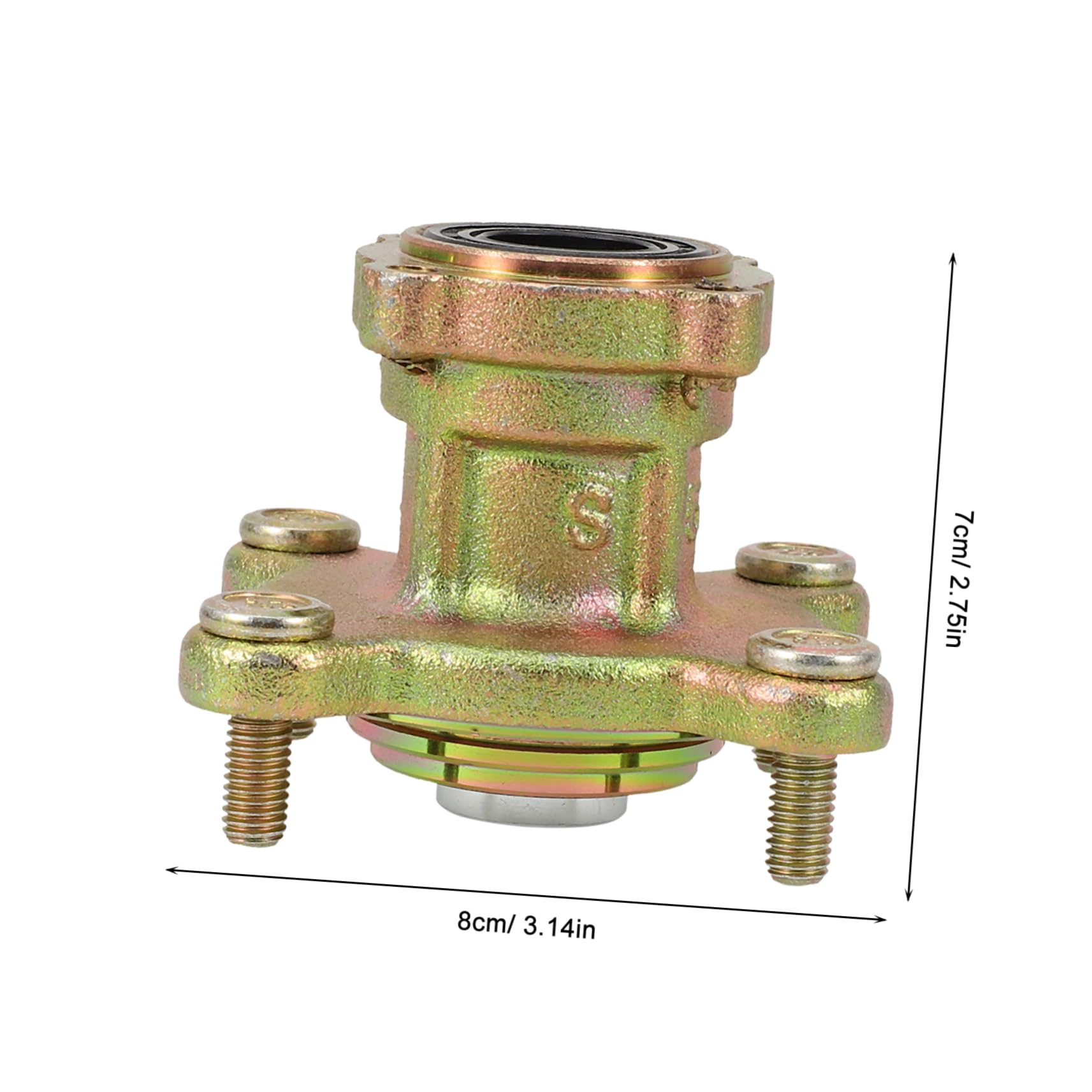 Cabilock Mozzo Ruota Anteriore ATV e Go Kart in Ferro Oro Distanza Fori 88mm e 4 Fori per Installazione Facile e Fissaggio Sicuro Adatto a Spiagge e Aree Selvagge