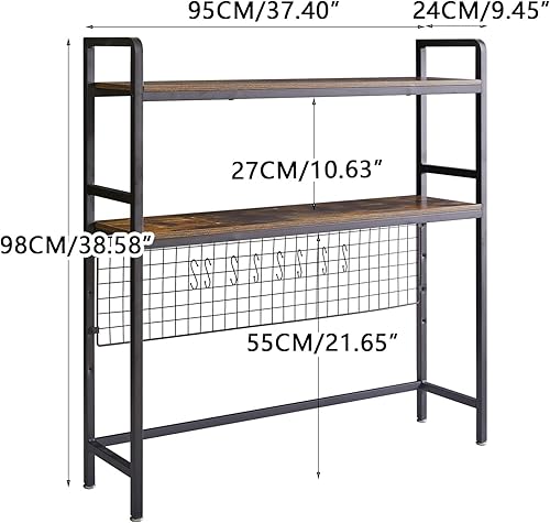 Miniatura 3 de IBUYKE Librería de escritorio para computadora de 2 niveles de 37.5 pulgadas, estantería de escritorio de madera multiusos para computadora con