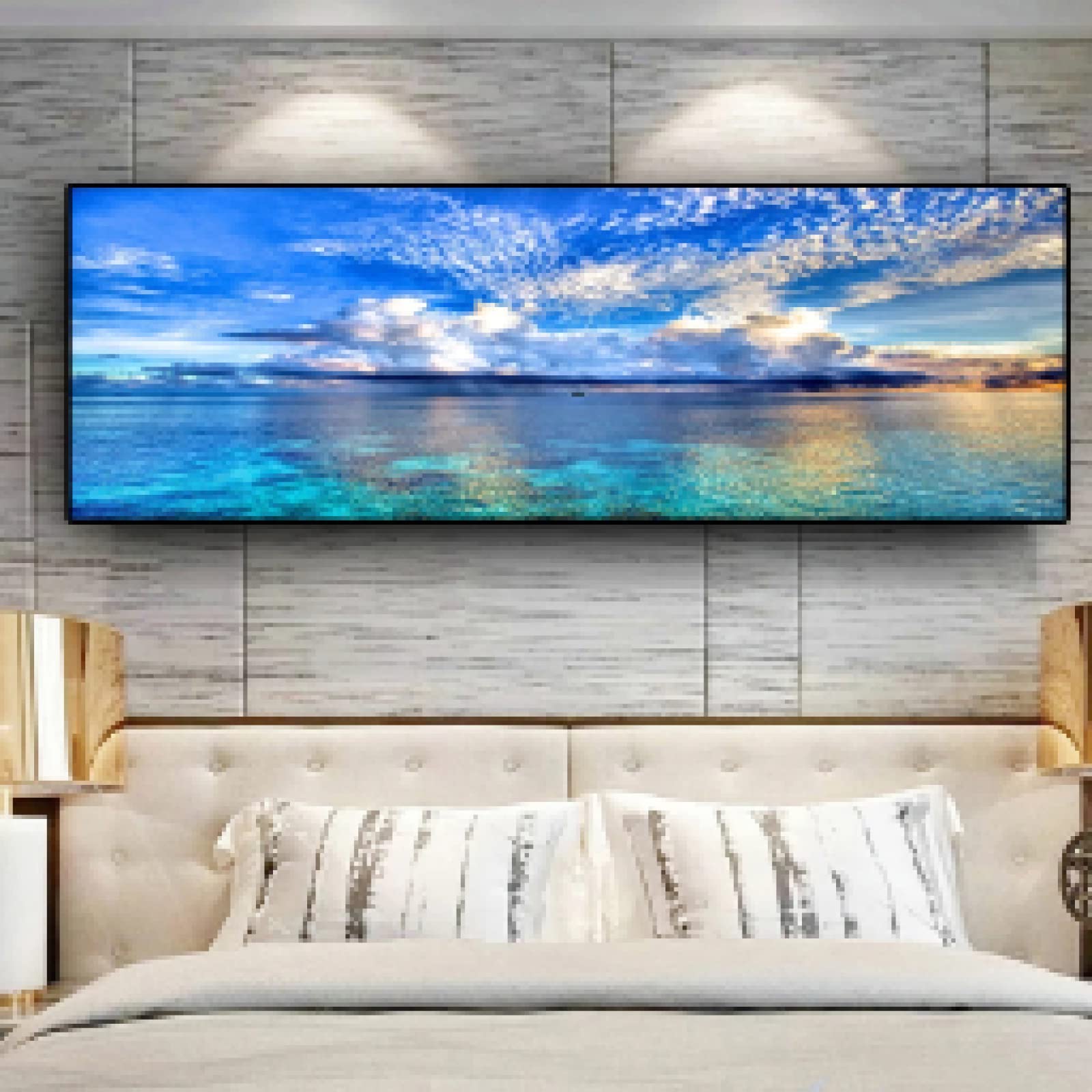 Decoration murale salon moderne poster paysage marin et arbre impression toile