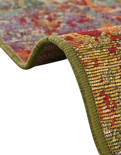 Miniatura 7 de Unique Loom Outdoor Modern Collection - Alfombra arrugada (3 pies 3 pulgadas, redonda, multicolor, dorado)