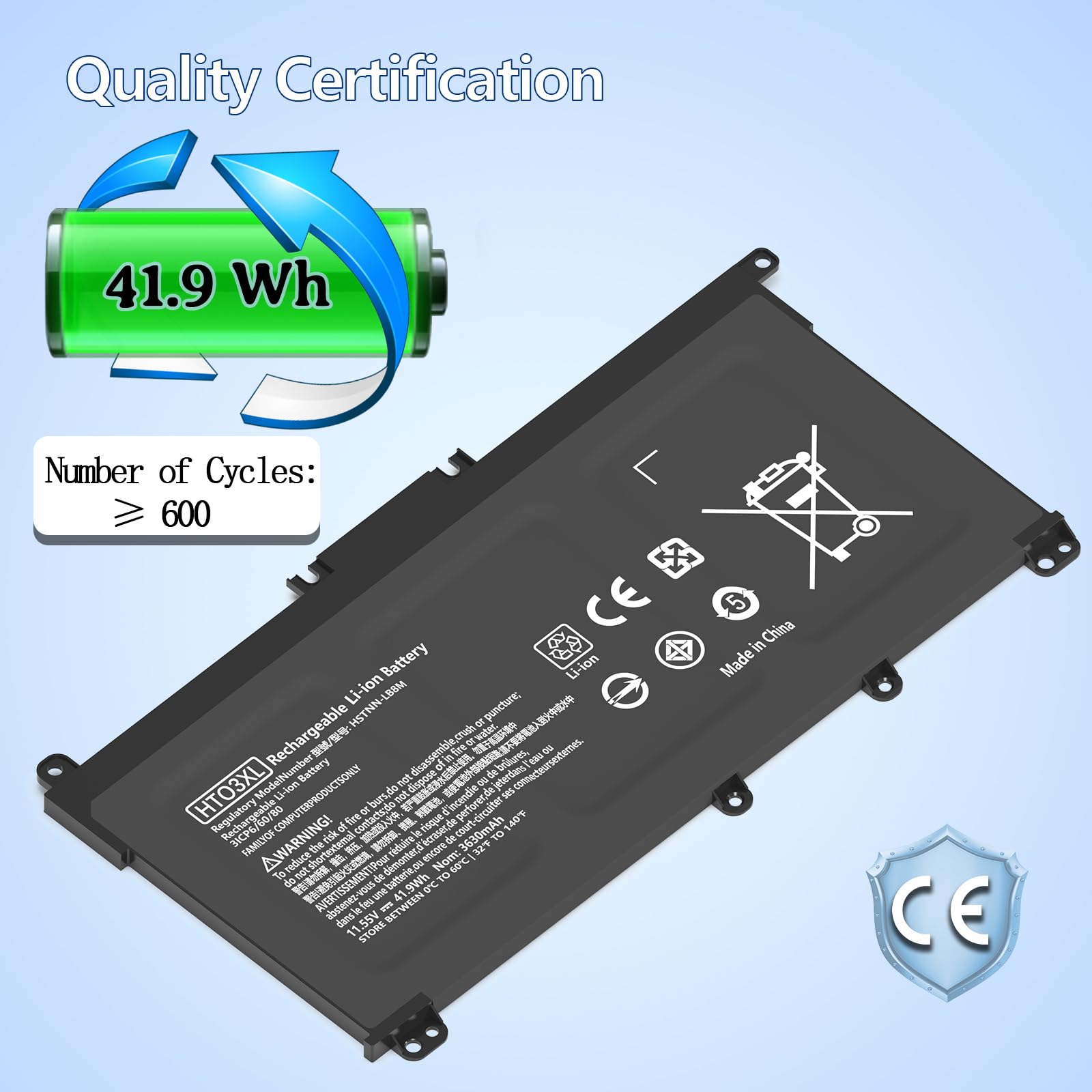 Hafiuege HT03XL TF03XL L11119-855 Batterie Compatible avec HP Pavilion 14-CE 14-CF 14-DF 15-CS 15-CW 15-DA 15-DB 15-DW 17-by 17-CA L11421-542 L11421-2C2 HSTNN-LB8M HSTNN-DB8R 11.55V 3630Mah