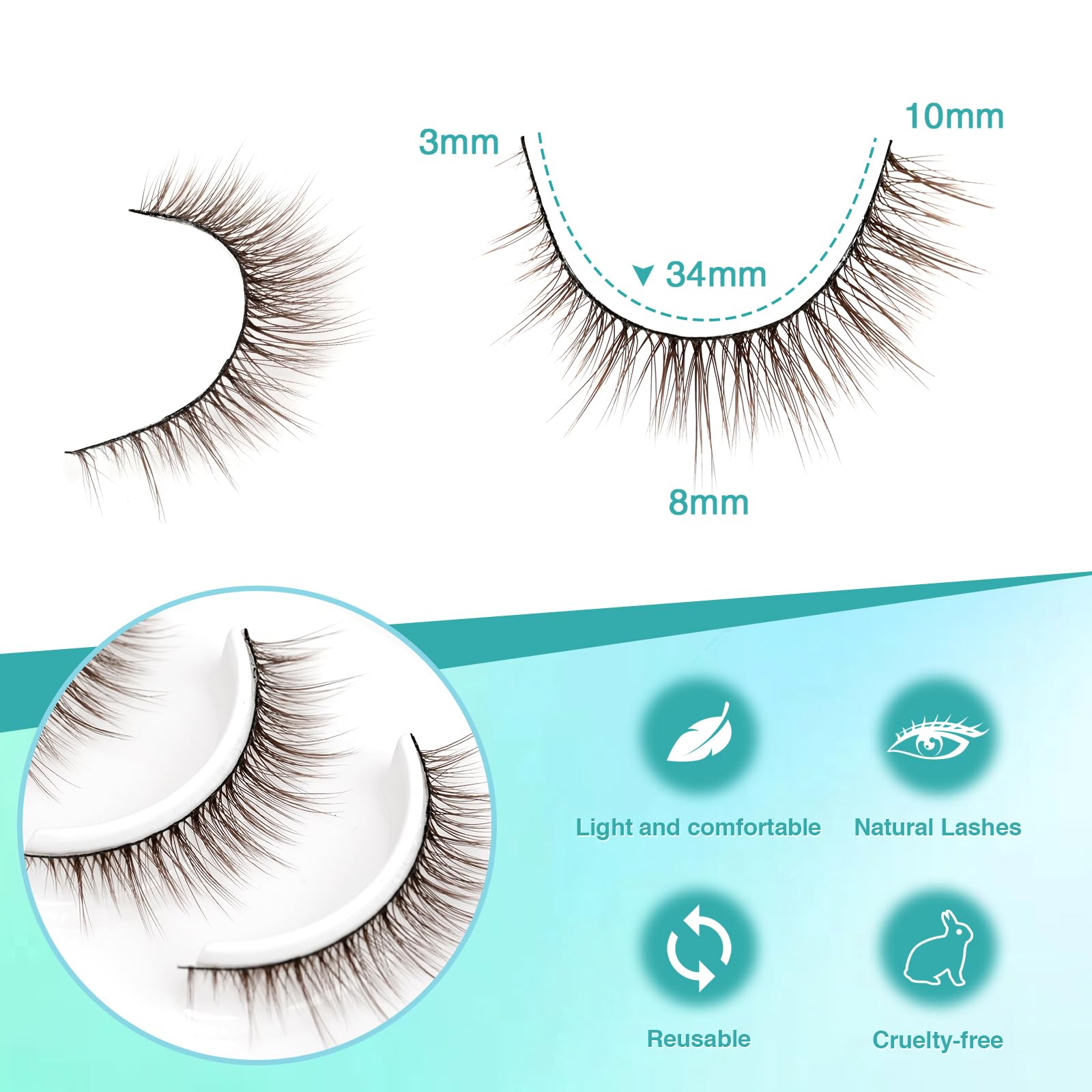 Brown Lashes Natural False Eyelashes Strip Cat Eyelashes Natural Look 10pairs Wispy 100% Handmade Soft and Reusab by Obeyalash (Style-Brown 105) - Image 3