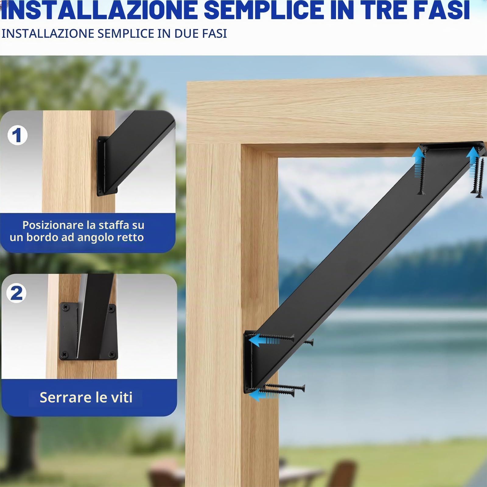 4 Pezzi Staffe per Gazebo, Squadrette Angolari, Connettori per Travi, Staffe per Travi in Legno, Set di Supporti per Gazebo, Connettori Pergola, Supporto per Gazebo con Angolo di 45°