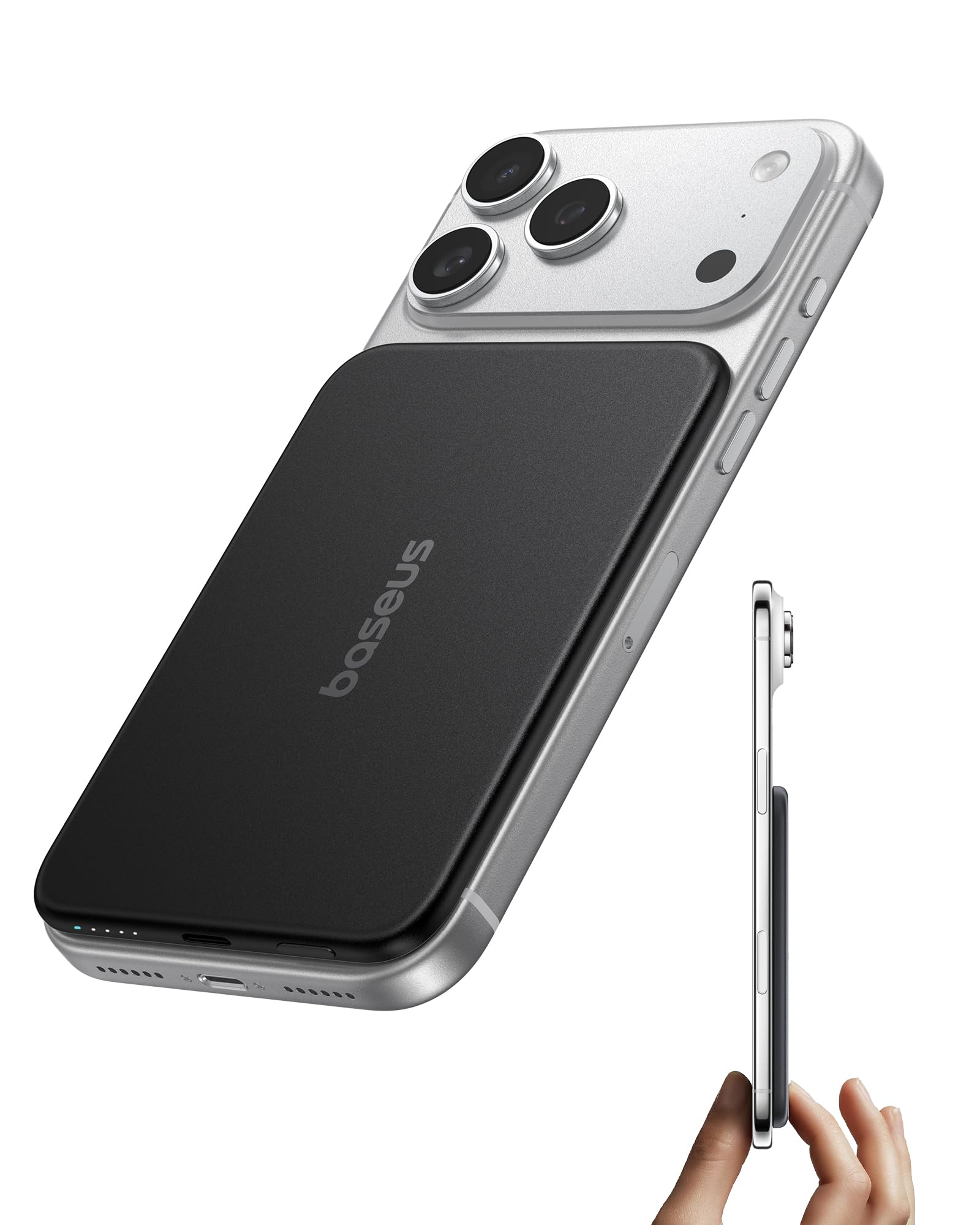 Baseus Picogo AM71 0,69 cm Ultra Slim 5000 mAh Magsafe Power Bank, certificazione CCC, caricabatterie magnetico portatile con cavo USB-C da 20 W, batteria esterna wireless per iPhone 17/16/15/14/13