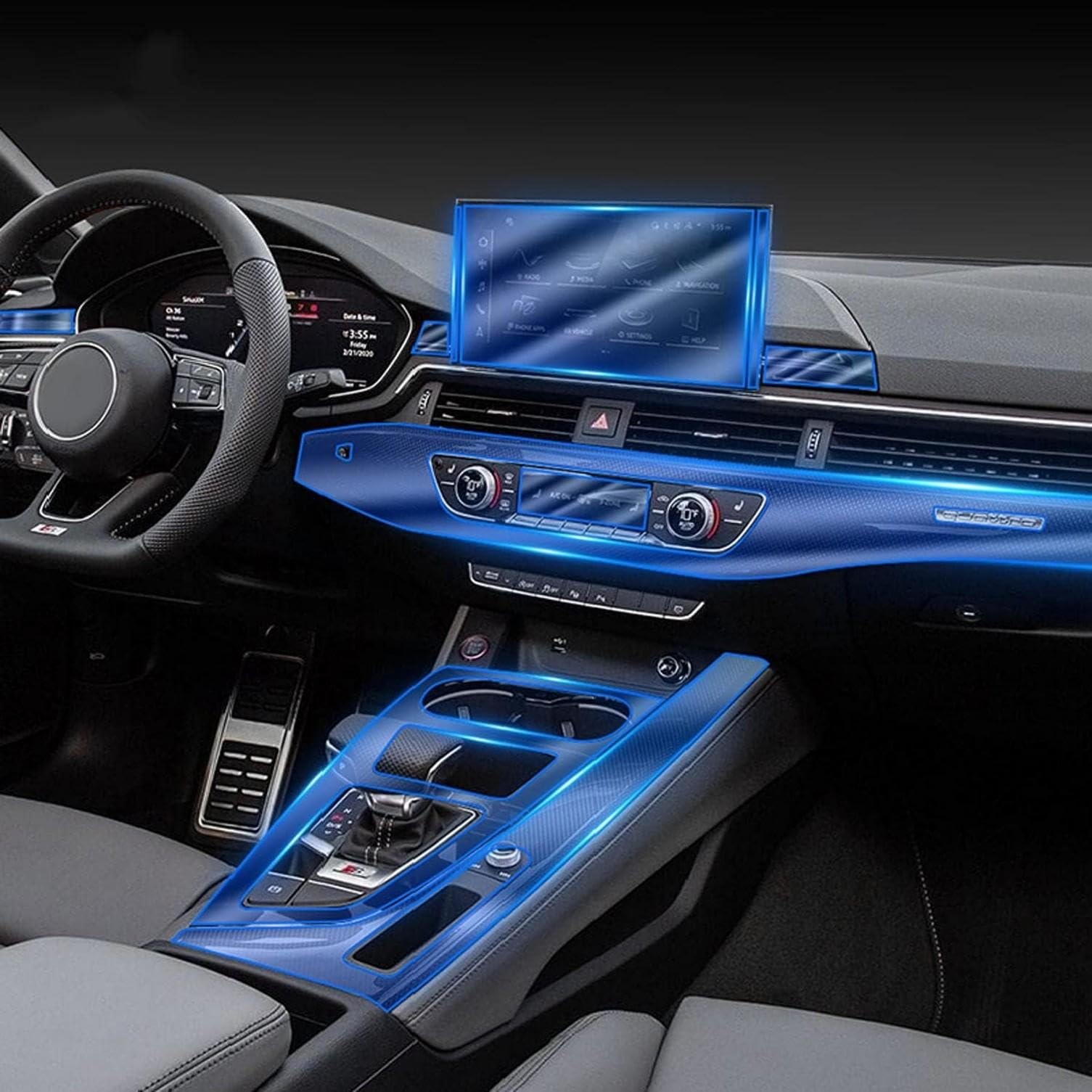Film protection Audi A5 S5 2021 pour préserver la console centrale en voyage
