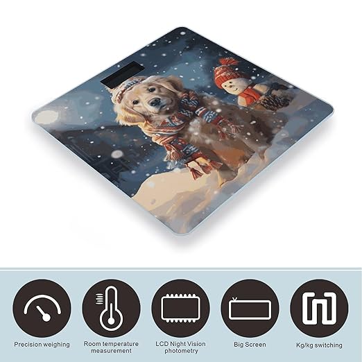 Báscula Corporal Digital VstaDank con Diseño Navideño Perro y Muñeco de Nieve miniatura 3