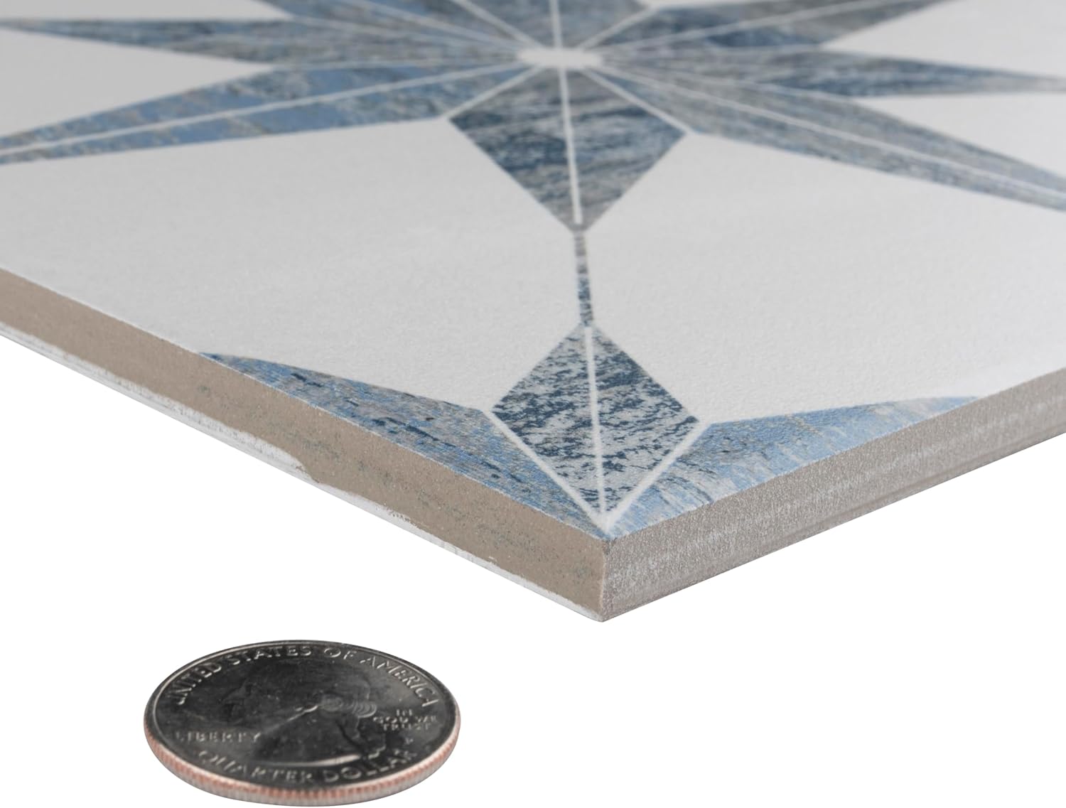 Cassis Stella Blue Porcelain Patterned Wall and Floor Tile