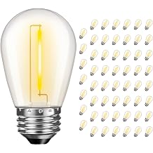 GvvooHome S14 LED Outdoor Light Bulbs, 56 Pack Shatterproof Plastic Light Bulbs for Outdoor String Light, Patio Cafe Decor, E26 Screw Base, Soft White