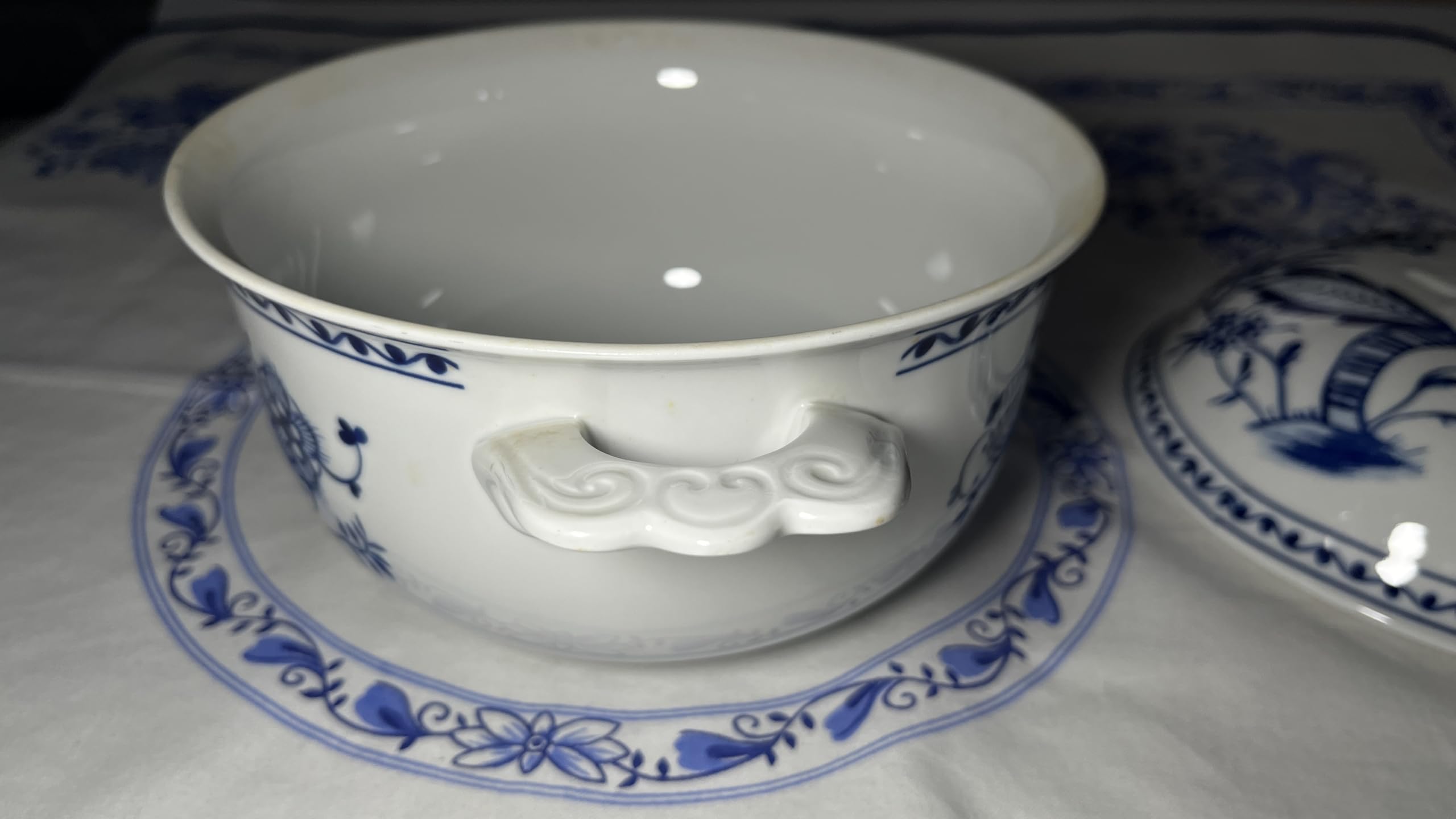 Kahla Terrine en porcelaine avec couvercle Motif oignon 18 cm x 9,5 cm Passe au lave-vaisselle