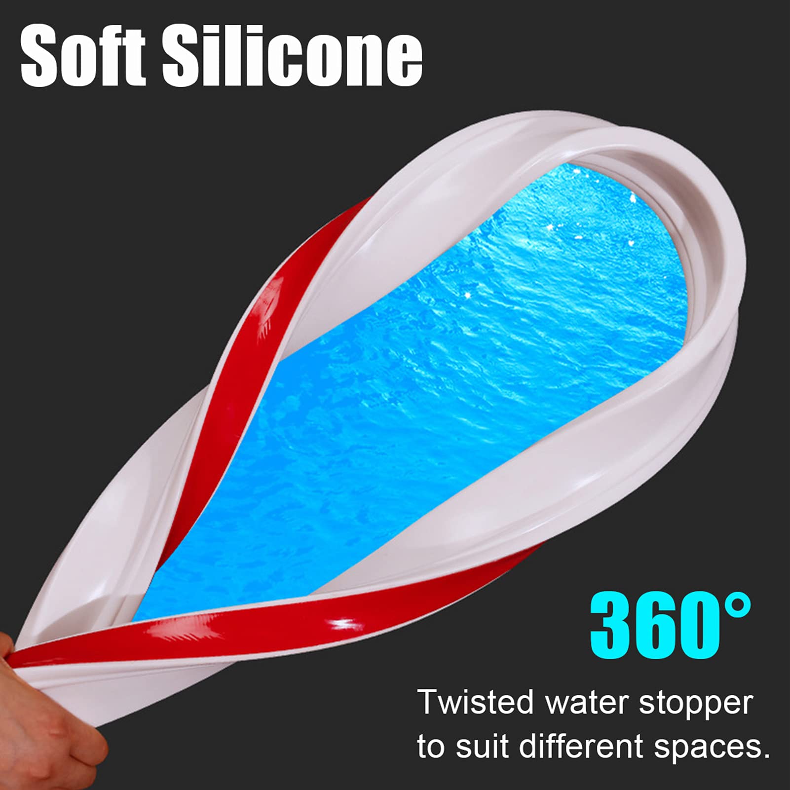 Barrera de Agua de Silicona Umbral de Ducha para Separación Húmeda y Seca,Tira Impermeable de Silicona/Sistema de fijación de Parada de Agua,Evita el desbordamiento del Agua,Negro,300cm/118in