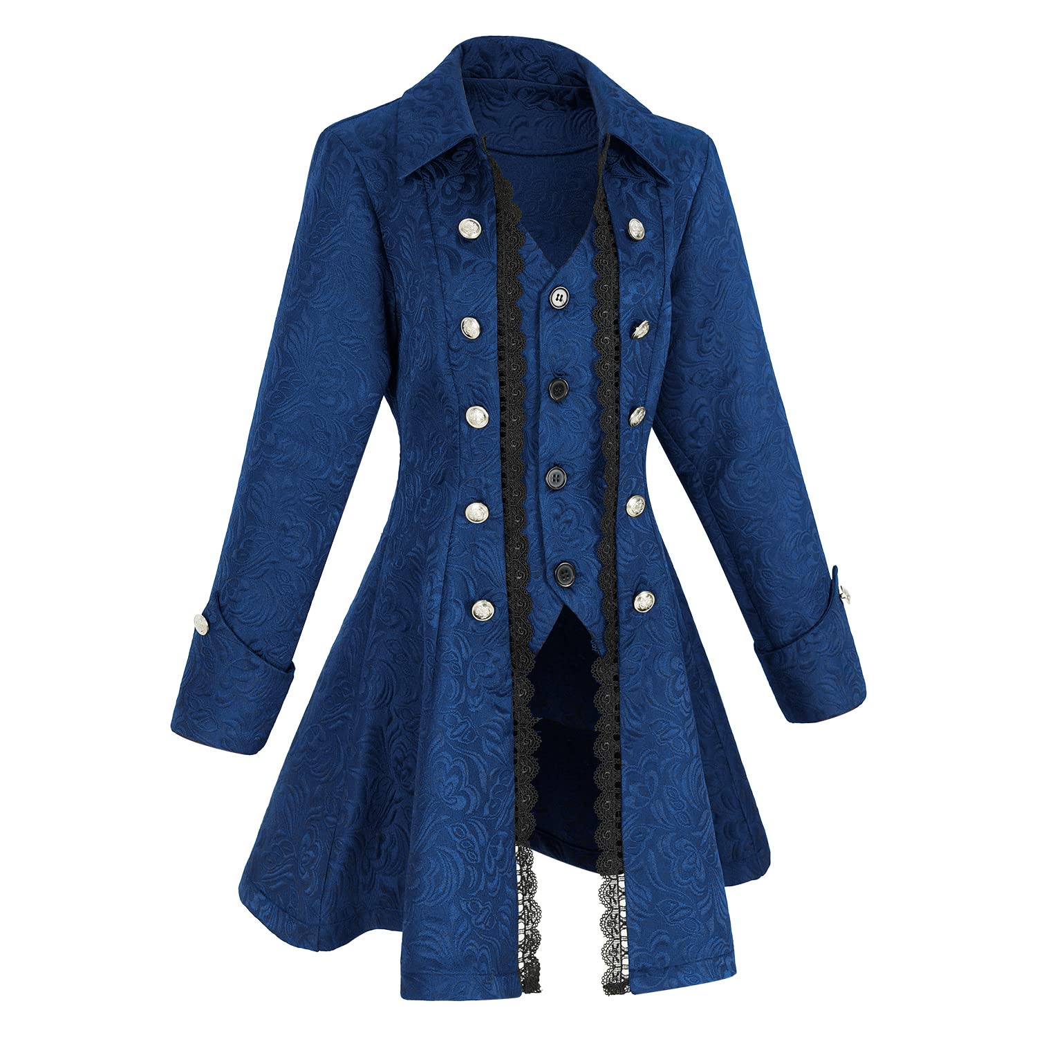 Women's Steampunk Pirate Jacket Medieval Gothic Tailcoat Victorian coat Costume, Z3007bu, Medium