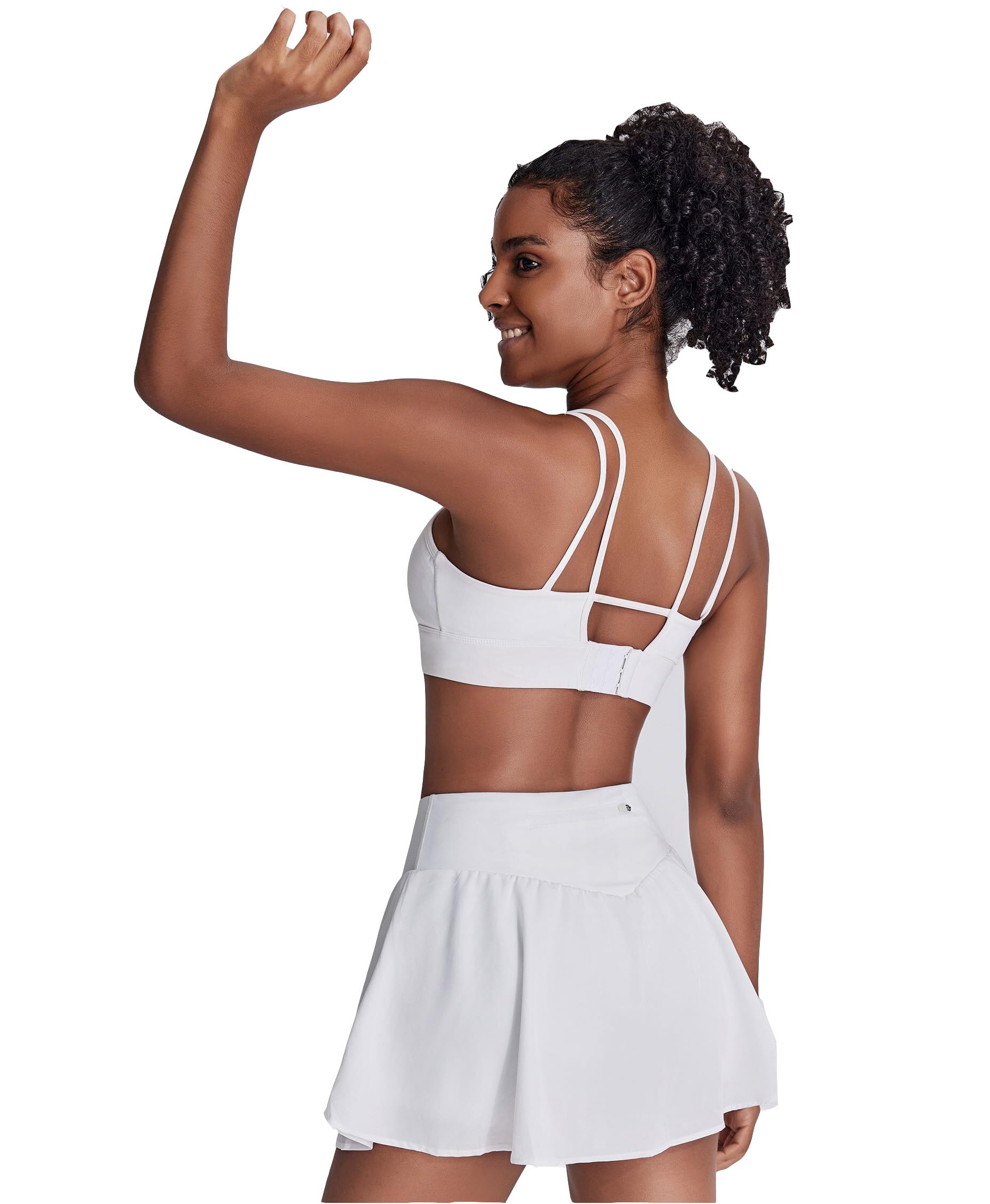 PINSPARK Falda Tenis para Mujer Falda de Tenis de Cintura Alta Cintura en V Falda Deportiva con Volantes Falda de Golf de Verano con 3 Bolsillos Falda Plisada Entrenamiento con Pantalones Interiores